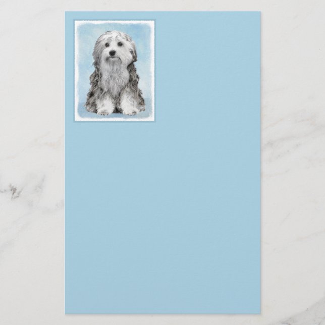 Lowchen Malerei - Niedliche Original Hunde Kunst Briefpapier (Vorderseite)