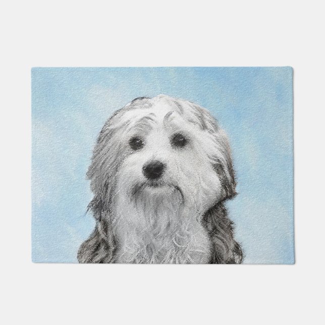 Lowchen Malerei - Niedliche Original Hunde Kunst Fußmatte (Vorderseite)