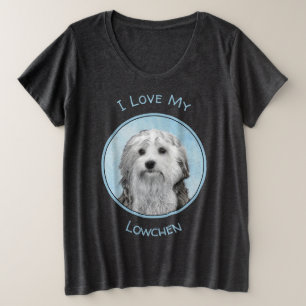 Lowchen Malerei - Niedliche Original Hunde Kunst Große Größe T-Shirt