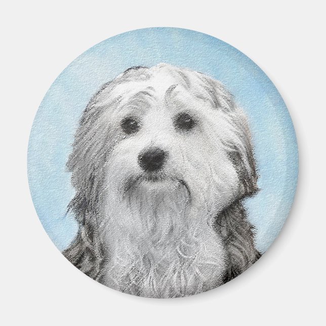Lowchen Malerei - Niedliche Original Hunde Kunst Magnet (Vorne)