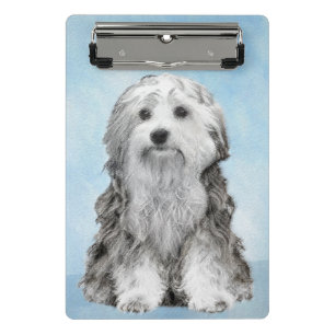 Lowchen Malerei - Niedliche Original Hunde Kunst Mini Klemmbrett