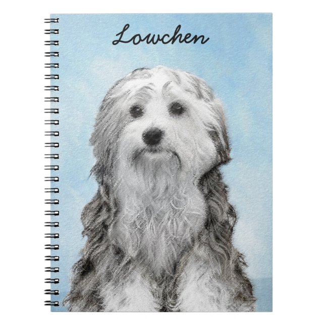 Lowchen Malerei - Niedliche Original Hunde Kunst Notizblock (Vorderseite)
