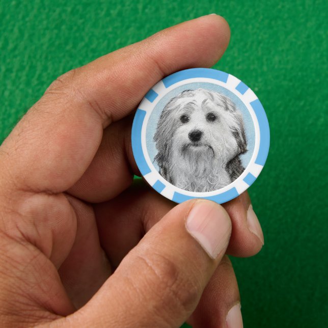 Lowchen Malerei - Niedliche Original Hunde Kunst Pokerchips (Hand)