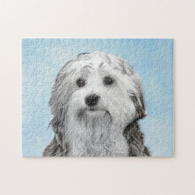 Lowchen Malerei - Niedliche Original Hunde Kunst Puzzle (Horizontal)