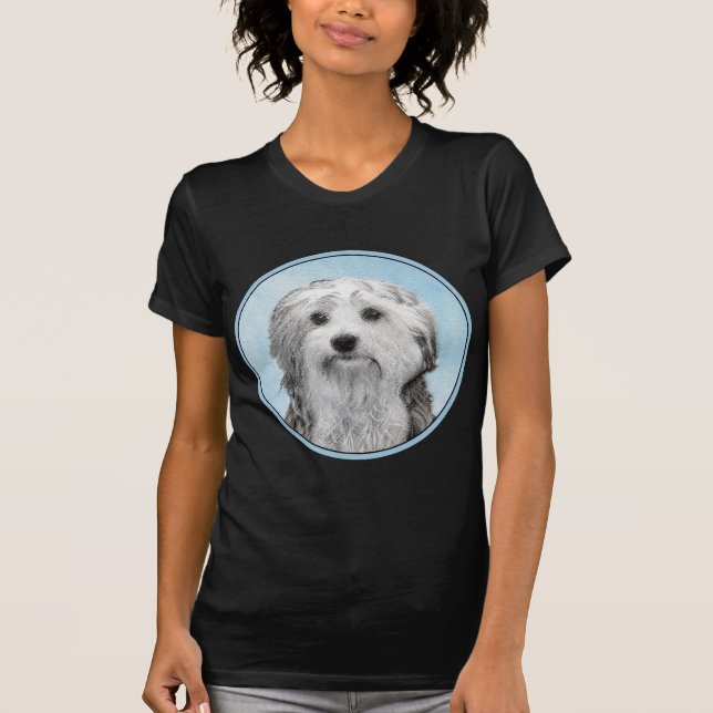 Lowchen Malerei - Niedliche Original Hunde Kunst T-Shirt (Vorderseite)