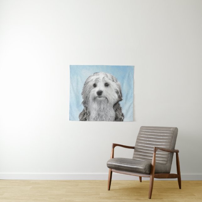 Lowchen Malerei - Niedliche Original Hunde Kunst Wandteppich (Beispiel (Horizontal))