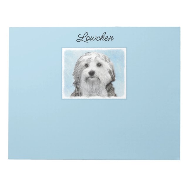 Lowchen-Malerei - Niedliches Original-Hundekunstno Notizblock (Vorderseite)