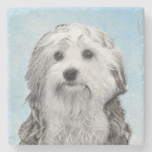 Lowchen-Malerei - Süße originelle Hundekunst Steinuntersetzer