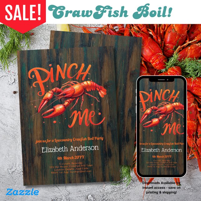Lowcountry Boil Crawfish Party Rustikal Einladung (Von Creator hochgeladen)