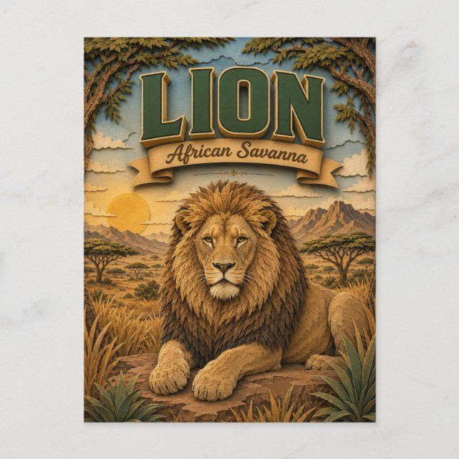 Löwe Afrikanische Savanne POPCUT Postkarte (Vorderseite)