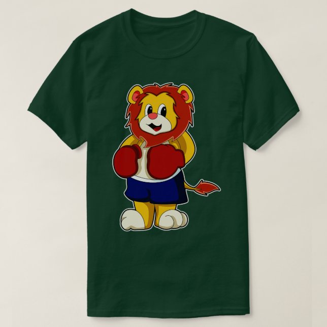 Löwe als Boxer mit Boxhandschuhen T-Shirt (Design vorne)