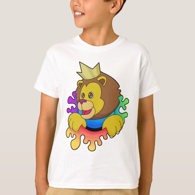 Löwe als König mit Krone T-Shirt (Vorderseite)