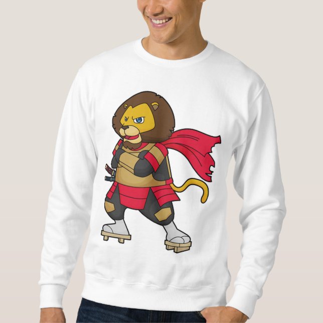 Löwe als Krieger mit Kap Sweatshirt (Vorderseite)