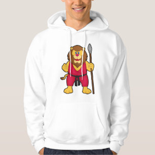 Löwe als Krieger mit Spear Hoodie