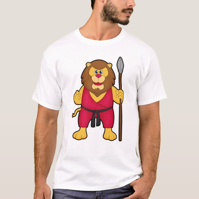 Löwe als Krieger mit Spear T-Shirt (Vorderseite)