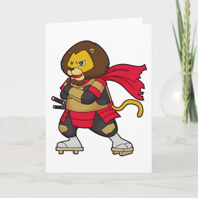 Löwe als Krieger mit Umhang Karte (Vorderseite)