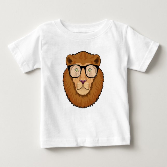 Löwe als Nerd mit Brille Baby T-shirt (Vorderseite)