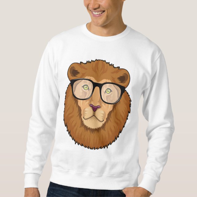 Löwe als Nerd mit Brille Sweatshirt (Vorderseite)