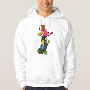 Löwe als Skateboarder mit Skateboard Hoodie