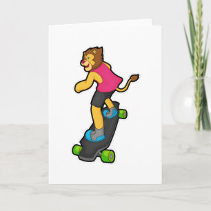 Löwe als Skateboarder mit Skateboard Karte