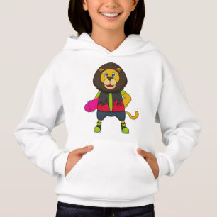 Löwe als Skater mit Skateboard Hoodie