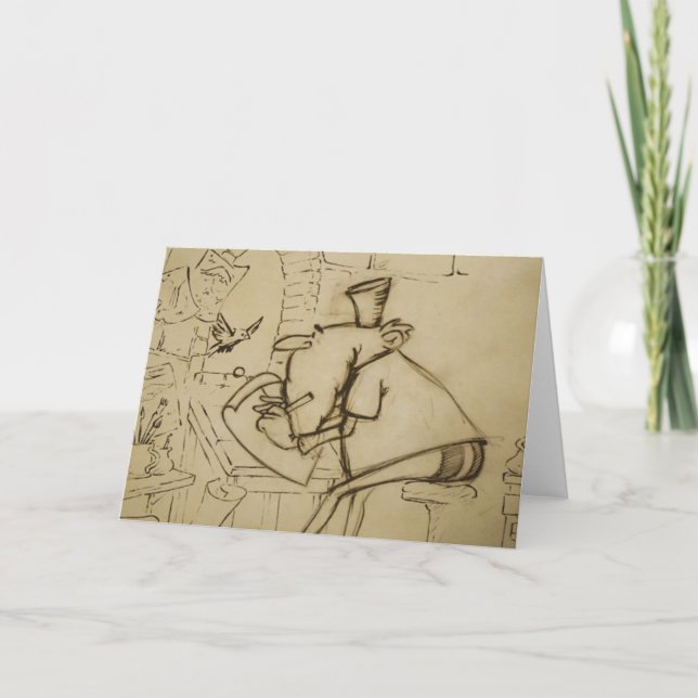 Löwe am Schreibtisch - Gruß-Karte (freier Raum) Karte (Vorderseite)