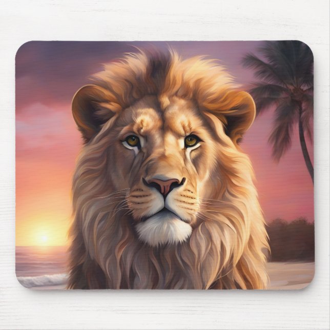 Löwe am Strand Mousepad (Vorne)