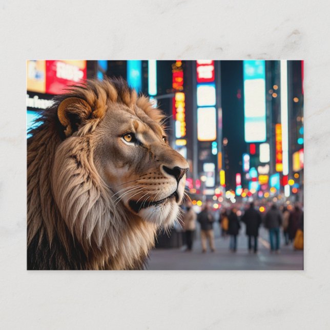 Löwe am Times Square Feiertagspostkarte (Vorderseite)