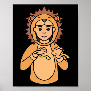 Löwe Asl Handgeste Gehörlos Schwerhörigkeit Bewuss Poster