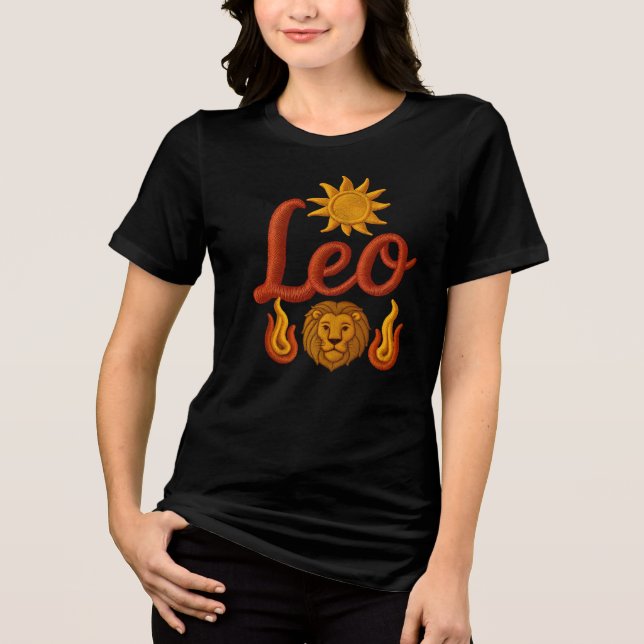 Löwe Astrologie Sternzeichen Sonne Löwe Kopf Feuer Tri-Blend Shirt (Vorderseite)