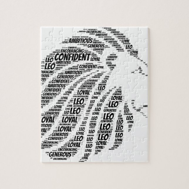 Löwe-Astrologie-Tierkreis-Zeichen-Wort-Wolke Puzzle (Vertikal)