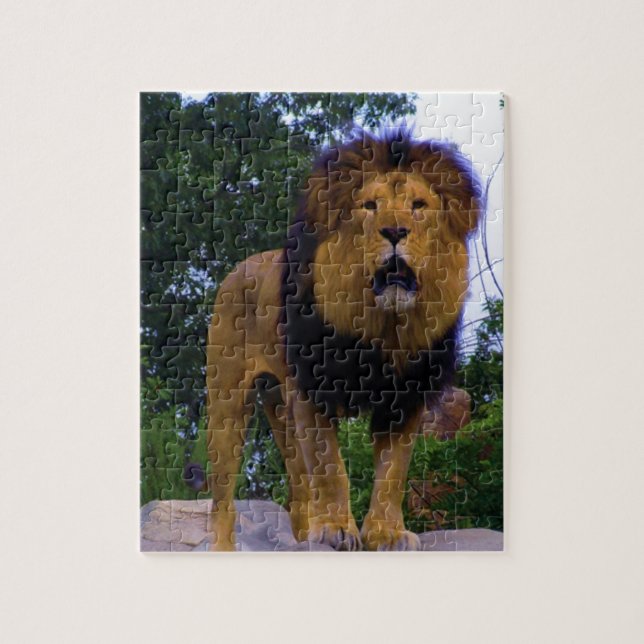 Löwe auf einem Felsen Puzzle (Vertikal)