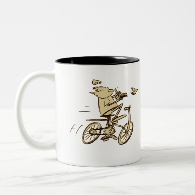 Löwe auf Fahrrad-Tasse Zweifarbige Tasse (Links)