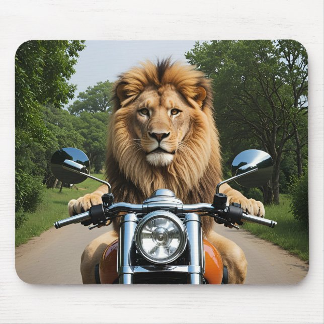 Löwe auf Motorrad Mousepad (Vorne)