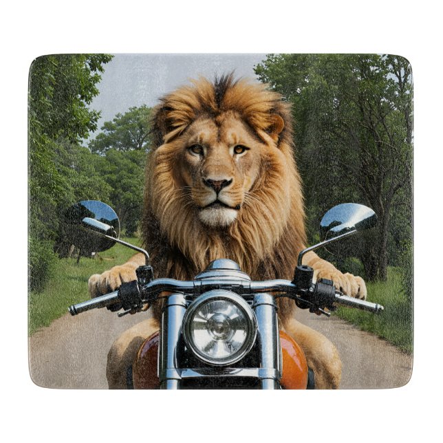 Löwe auf Motorrad Schneidebrett (Vorderseite)