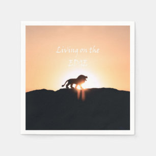 Löwe bei Sonnenuntergang Leben auf der EDGE Serviette