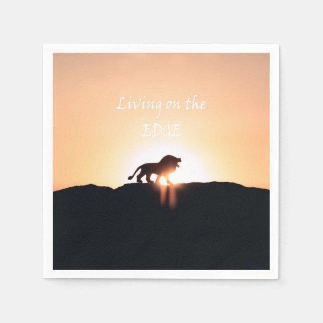 Löwe bei Sonnenuntergang Leben auf der EDGE Serviette (Vorderseite)