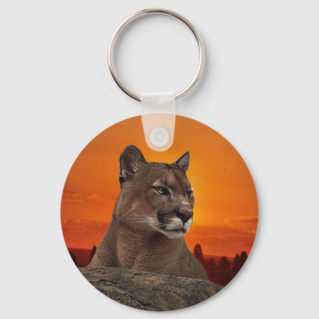 Löwe bei Sonnenuntergang Schlüsselanhänger (Vorderseite)