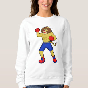 Löwe beim Boxen mit Boxhandschuhen Sweatshirt