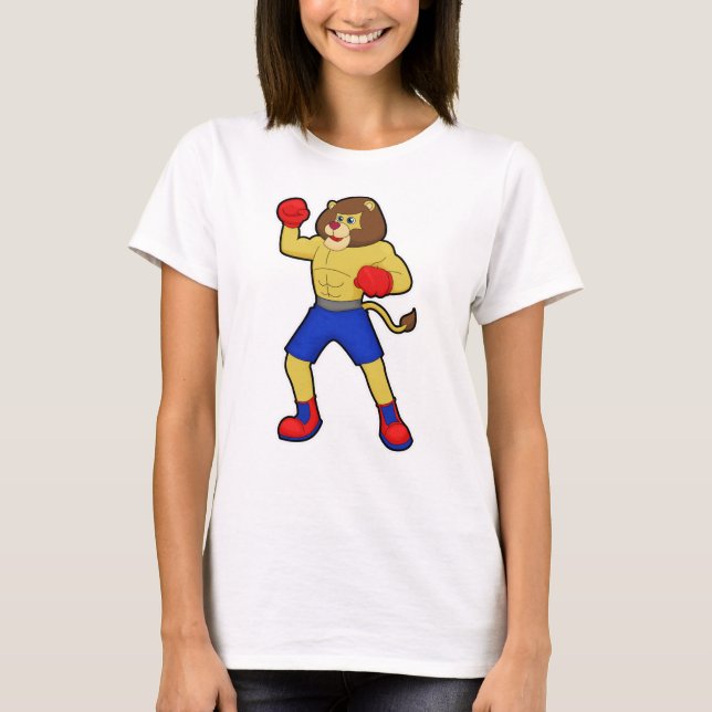 Löwe beim Boxen mit Boxhandschuhen T-Shirt (Vorderseite)