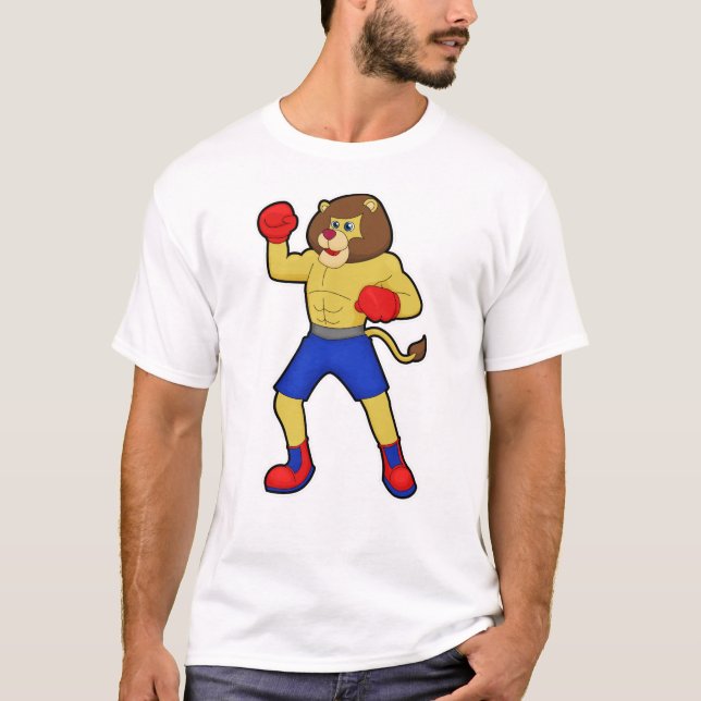 Löwe beim Boxen mit Boxhandschuhen T-Shirt (Vorderseite)