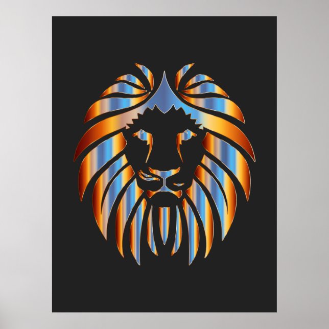Löwe, Big Cat, chromatisches Design, Poster (Vorne)
