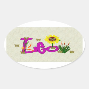 Löwe-Blumen Ovaler Aufkleber