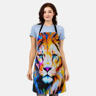 Löwe bunte blaue Augen hellblau  Schürze