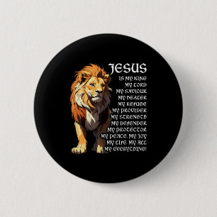 Löwe Christlich Jesus Ist Mein König, Gott, Herr, Button