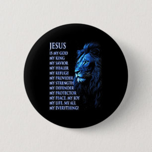 Löwe Christlich Jesus Ist Mein König, Gott, Herr,  Button