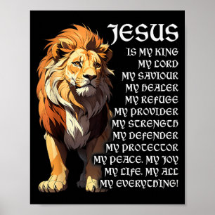 Löwe Christlich Jesus Ist Mein König, Gott, Herr, Poster
