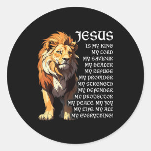 Löwe Christlich Jesus Ist Mein König, Gott, Herr, Runder Aufkleber