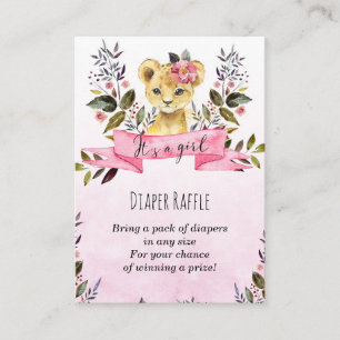Löwe cub pink Girl Diaper Raffel Umschließkarte Begleitkarte