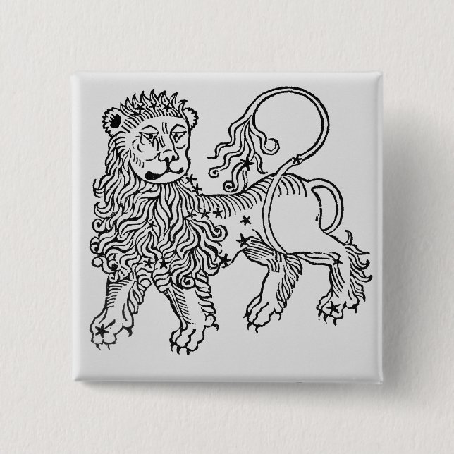 Löwe (der Löwe) eine Illustration vom 'Poeticon Button (Vorderseite)